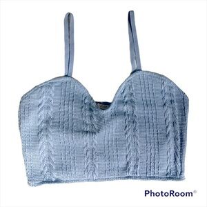 ZARA Rib Crop Top Blue size Large